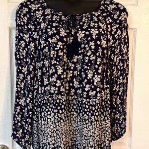 Old Navy Dark Blue Flowered Blouse